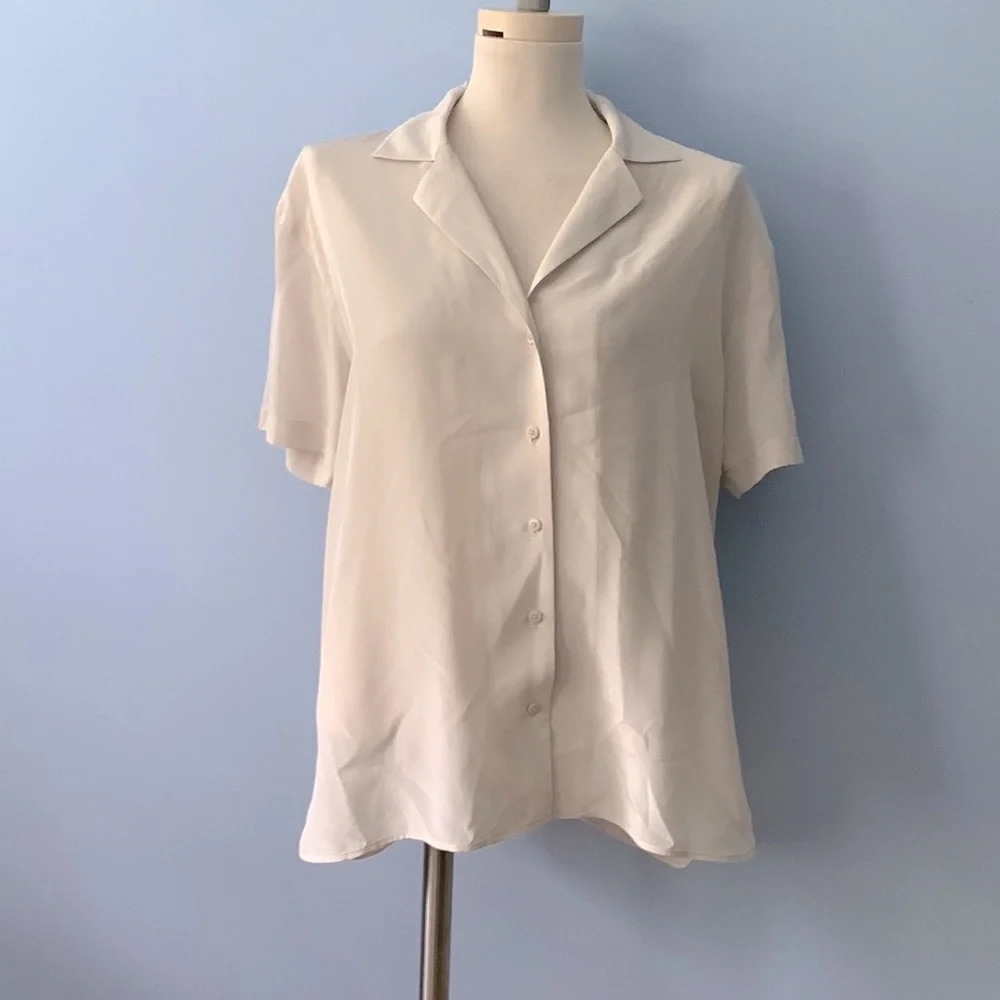 Babaton Cream Button-Down Short Sleeve Blouse
